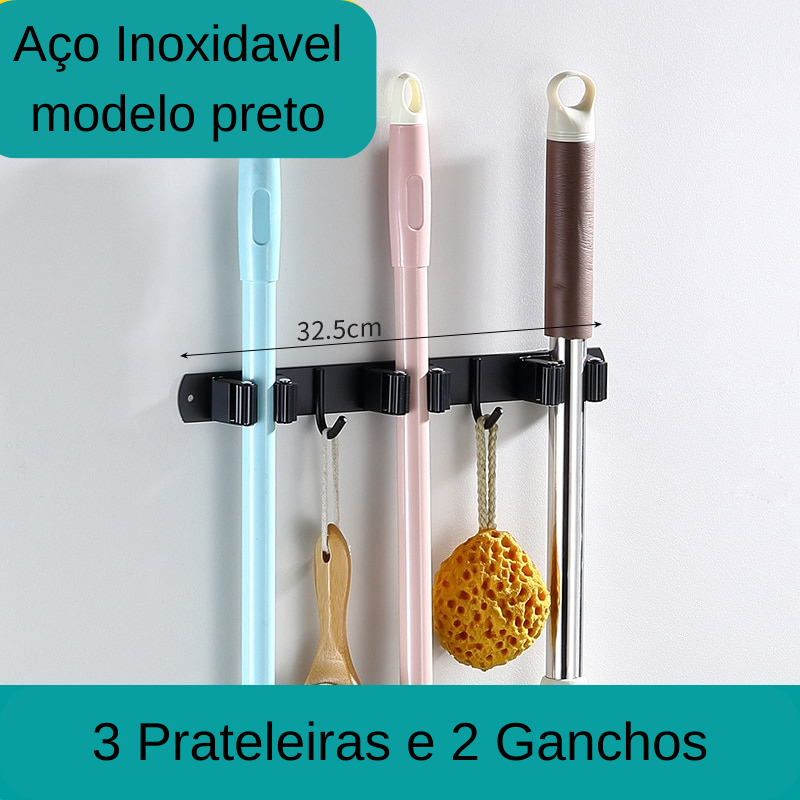 Suporte de Vassoura Montável - Organizador de Ferramentas em Aço Inoxidável para Casa - Promoção + Frete Grátis !!!