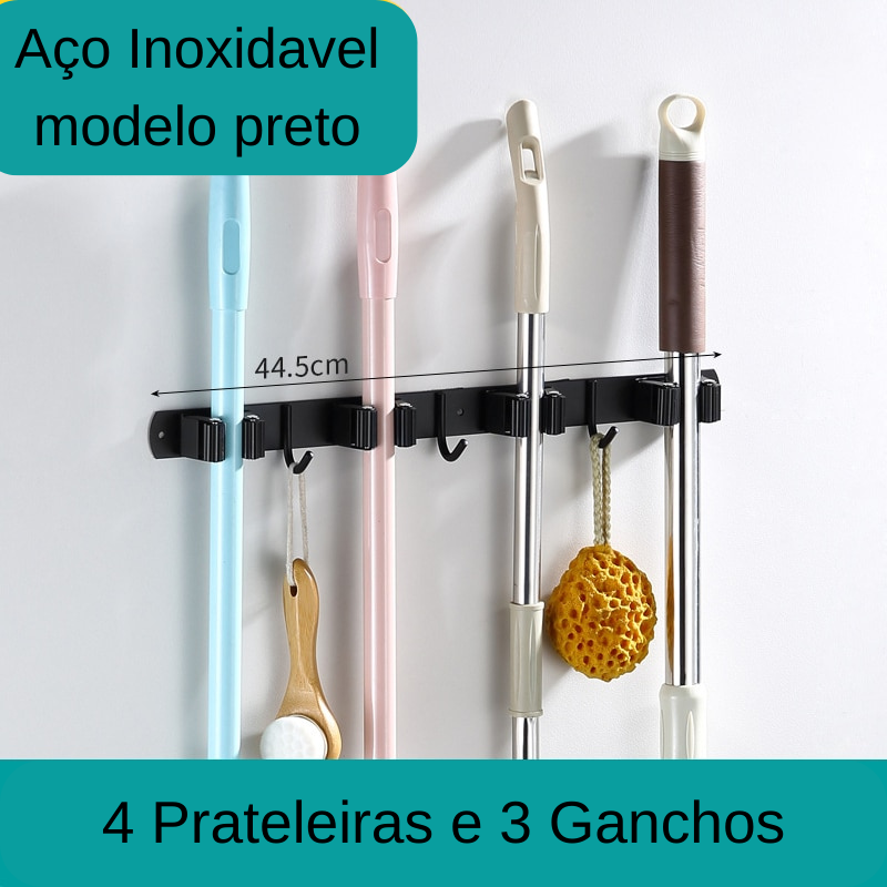 Suporte de Vassoura Montável - Organizador de Ferramentas em Aço Inoxidável para Casa - Promoção + Frete Grátis !!!